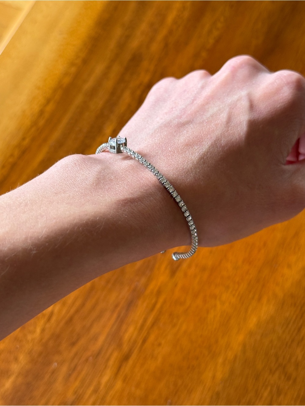 Elegant Silver Tennis Bracelet with Cubic Zirconia Accent - Women's Jewelry
